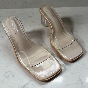 Viviany Clear Low Block Chunky Heel Sandals